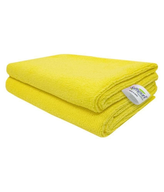 SOFTSPUN Microfiber Cloth - 2 pcs - 40x60 cms - 340 GSM Yellow - Thick Lint & Streak-Free Multipurpose Cloths - Automotive Microfibre Towels for Car Bike Cleaning Polishing Washing & Detaili