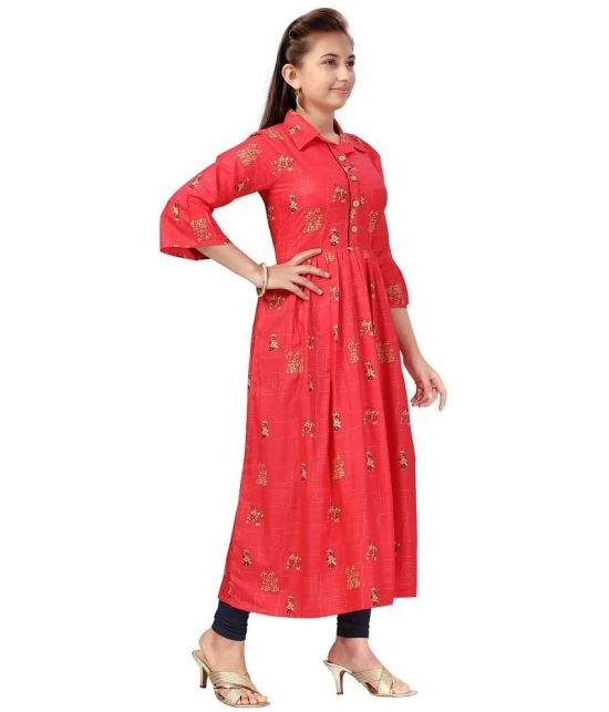 Aarika Red Cotton Girls Kurti ( Pack of 1 ) - None