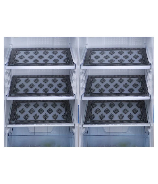 E-Retailer Set of 6 PVC Black Fridge Mats - Black