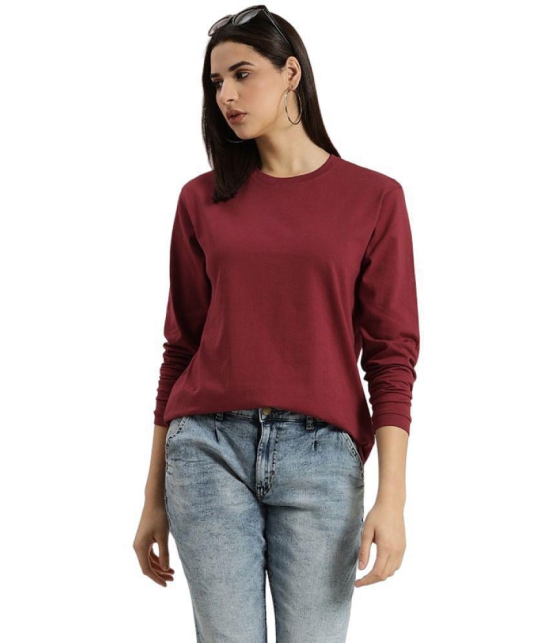 PPTHEFASHIONHUB - Maroon Cotton Blend Loose Fit Womens T-Shirt ( Pack of 1 ) - None