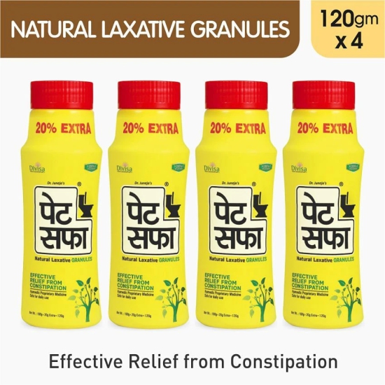 Pet Saffa Natural Laxative Granules 120gm, Pack of 4 (Helpful in Constipation, Gas, Acidity, Kabz), Ayurvedic Medicine