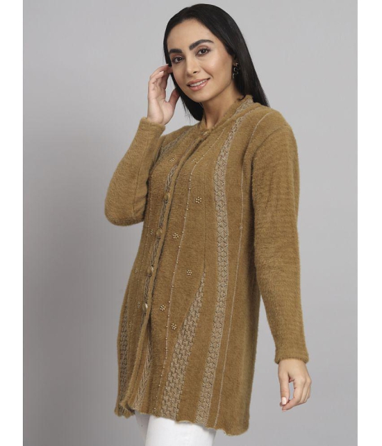 eWools.in Woollen Round Neck Women's Buttoned Cardigans - Brown ( ) - None