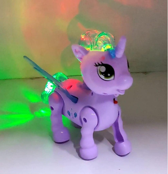 Humaira Electronic Unicorn Battery Operated with Flashing Light, Music and Sling Suspension Toy for Kids, Girls