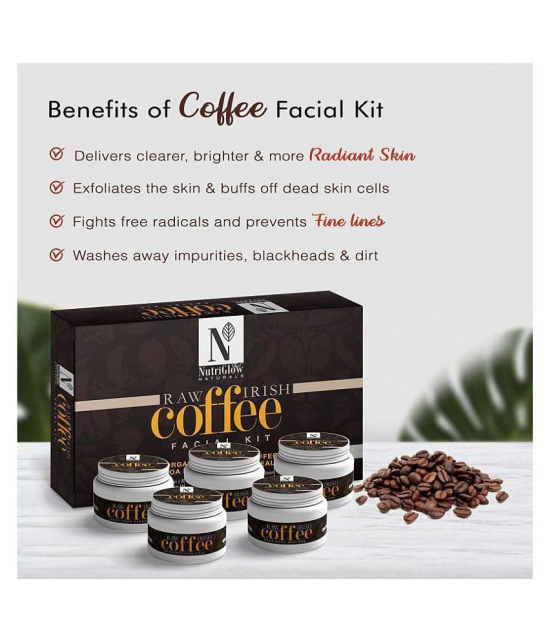 Nutriglow Raw Irish Coffee Facial Kit with Grounded Coffee for Brighter Skin, (250g+10ml)