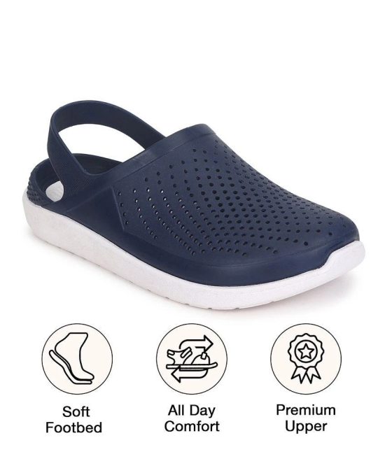 UrbanMark Men Perforated Water-Resistance Clog Sandals- Navy - None