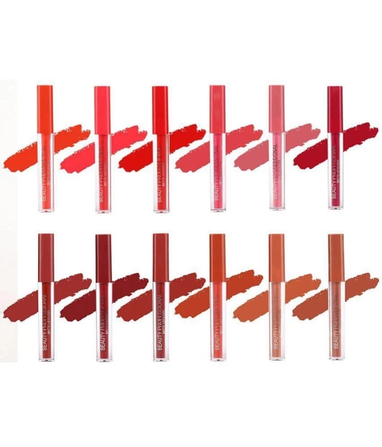 Lenon Beauty Professional Liquid Lipstick Pack of 12 (24 Hrs Stay) Lip Gloss