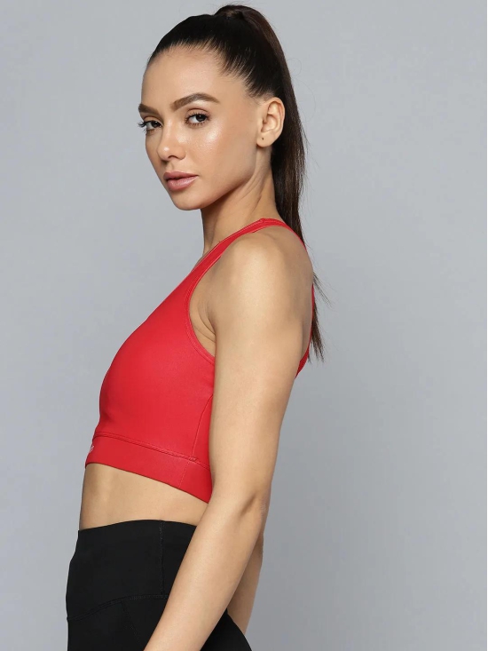 Women Red Medium Impact Sports Bra With Back Mesh-M