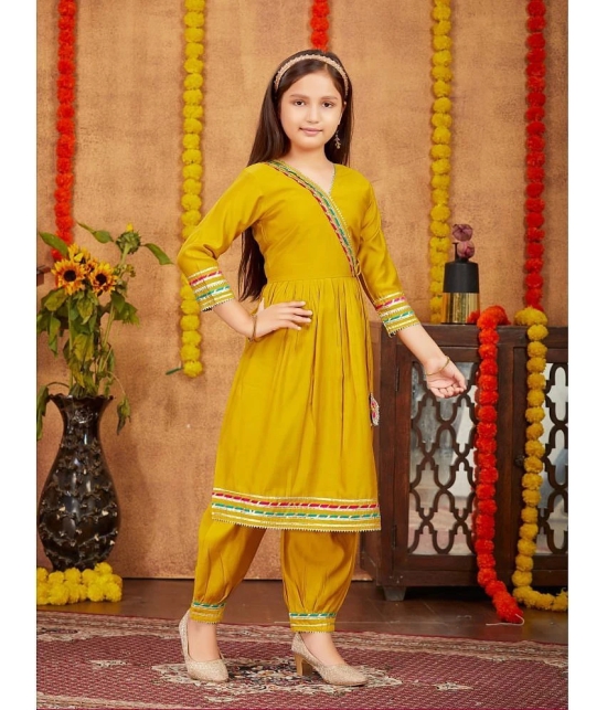 Aarika Yellow Silk Girls Patiala Kurta Set ( Pack of 1 ) - None