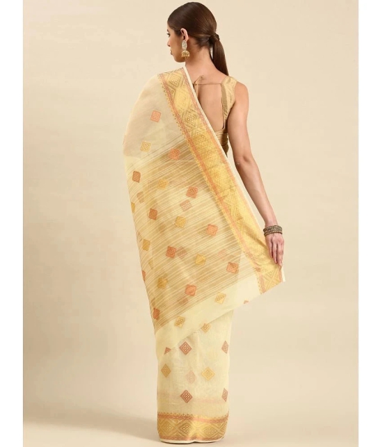 SHANVIKA - Yellow Chanderi Saree With Blouse Piece ( Pack of 1 ) - Yellow