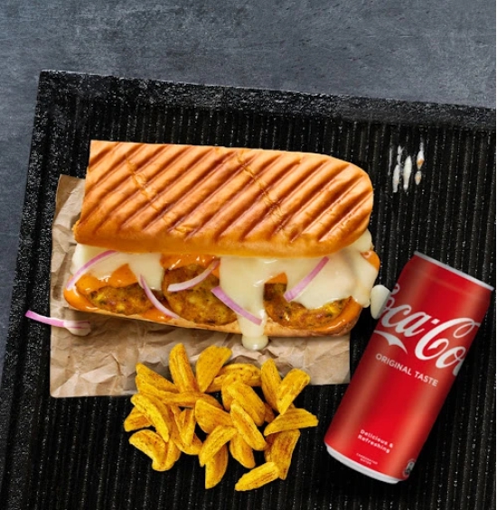 Delhi Tikki Sandwich + Side + Coke