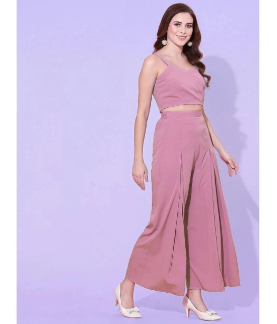 Selvia Pink Solid Palazzo Top Set - None