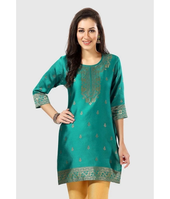 Meher Impex - Sea Green Art Silk Womens A-line Kurti ( Pack of 1 ) - None