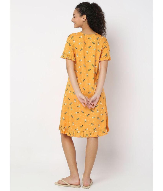 Smarty Pants - Mustard Cotton Womens Nightwear Night Dress ( Pack of 1 ) - None