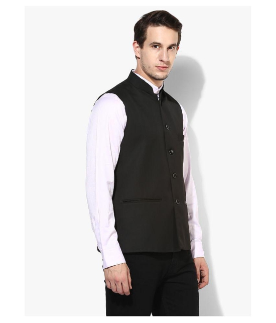 Hangup Black Cotton Blend Nehru Jacket - None