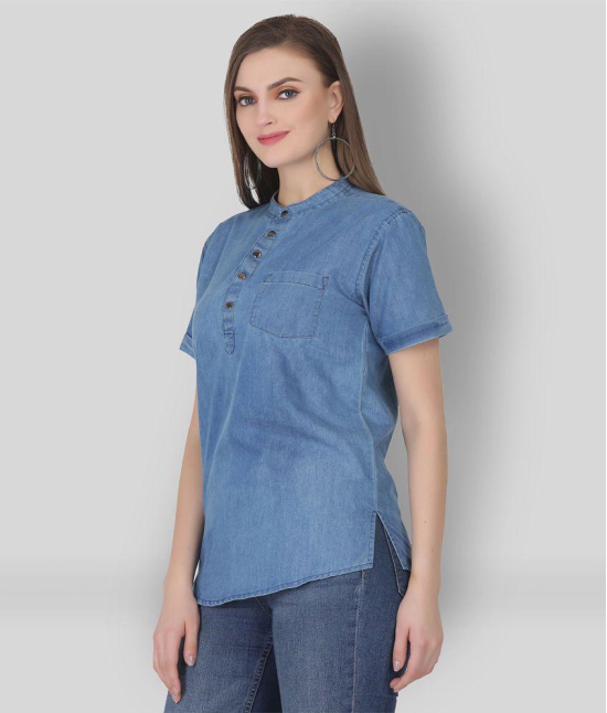 SAAKAA - Blue Denim Women's Peasant Top ( Pack of 1 ) - S