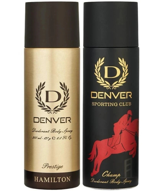 Denver Prestige & Champ Deodorant Spray for Men 400 ml ( Pack of 2 )