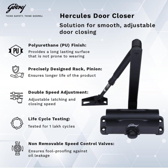 Godrej Hercules Door Closer Matte Black | 5959