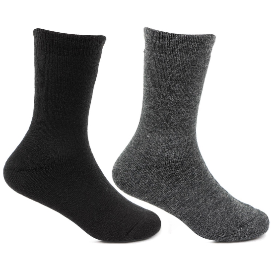 Kids Plain Multicoloured Woolen Crew Socks- Pack of 2 Assorted 9 - 12 Years