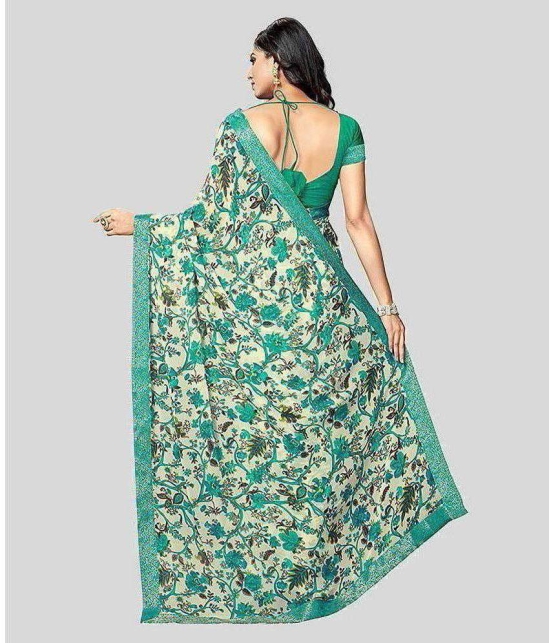 Gazal Fashions Georgette Printed Saree With Blouse Piece - Multicolour ( Pack of 1 ) - Multicolour