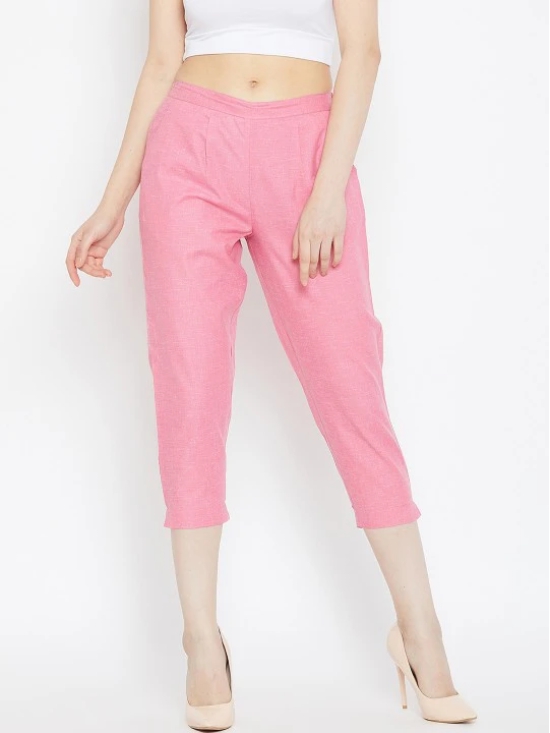 Women Pink Textured Cigarette Trousers