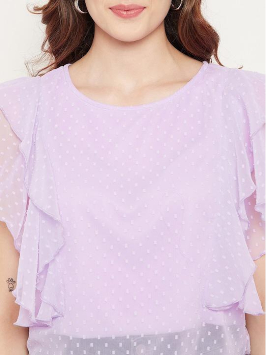 Women Lavender Ruffles Georgette Crop Top