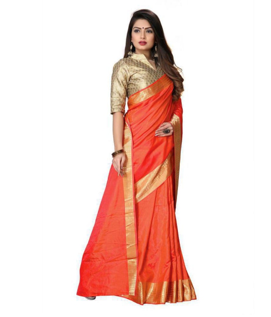 ofline selection - Orange Silk Blend Saree With Blouse Piece (Pack of 1)