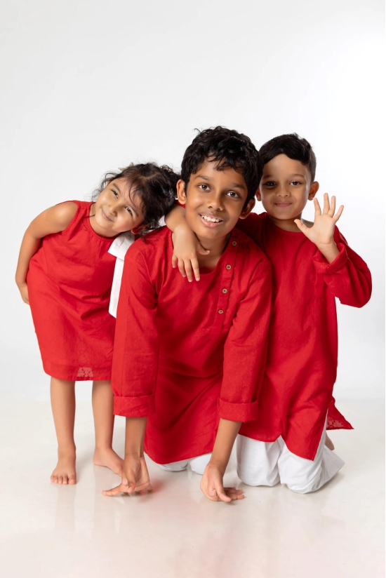 Cotton Kurta for Boys, Men | Colour Pop, Red-XXL