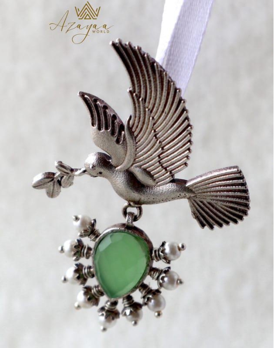 Azayaa World Light green Charming love bird earring