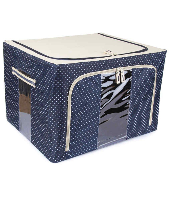 UberLyfe Foldable Cloth Storage Box with Steel Frames Large (Blue, 66L)