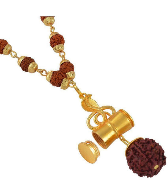 PAYSTORE Gold Plated Bholenath Naag Devta With Panchmukhi Rudraksh Necklace, Openable Damru Shape design, Hindu God Pendant Jewellery for Men and Women