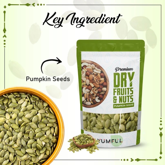 Yumful Pumpkin Seeds 500gm Raw Pumpkin seeds For Eating | Kaddu Ke Beej | Healthy Food | Diet Food | Immunity Booster | High Protein Pumpkin seeds