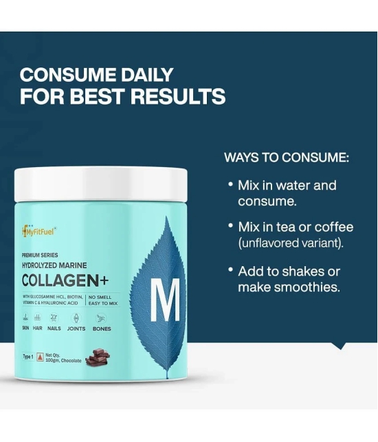 MyFitFuel Hydrolyzed Marine Collagen with Hyaluronic Acid, Biotin, Zinc & Vitamin C. 400g, Chocolate