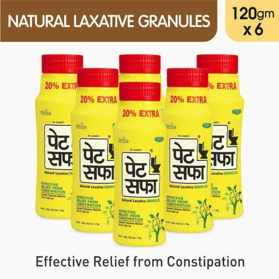 Pet Saffa Natural Laxative Granules 120gm, Pack of 6 (Helpful in Constipation, Gas, Acidity, Kabz), Ayurvedic Medicine