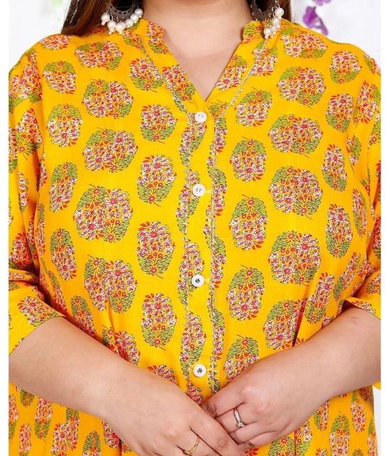 Swasti Cotton Blend Printed A-line Womens Kurti - Yellow ( Pack of 1 ) - None