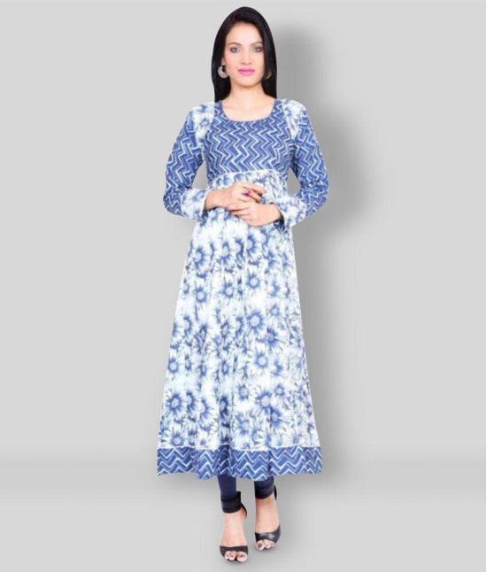 Divena - Blue Cotton Womens Flared Kurti - None