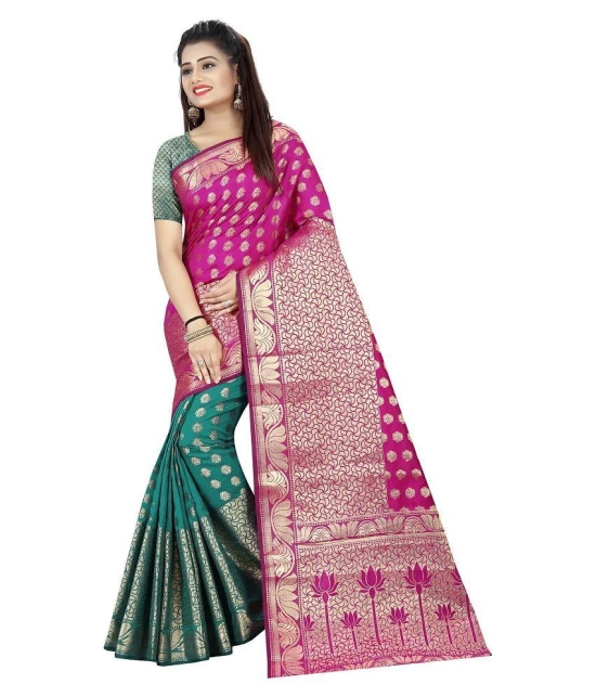 Gazal Fashions - Multicolor Banarasi Silk Saree With Blouse Piece (Pack of 1)