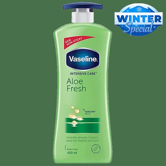 Vaseline Intensive Care Aloe Fresh Body Lotion - For Healthy Soft Skin, + Vaseline Jelly, Instantly Absorbs 5 Layers Deep, 400 Ml