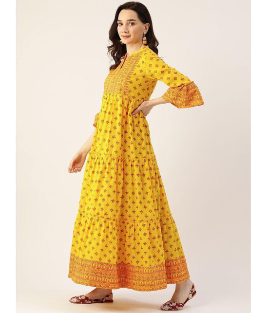 Kbz - Yellow Cotton Women's A-line Dress ( Pack of 1 ) - None