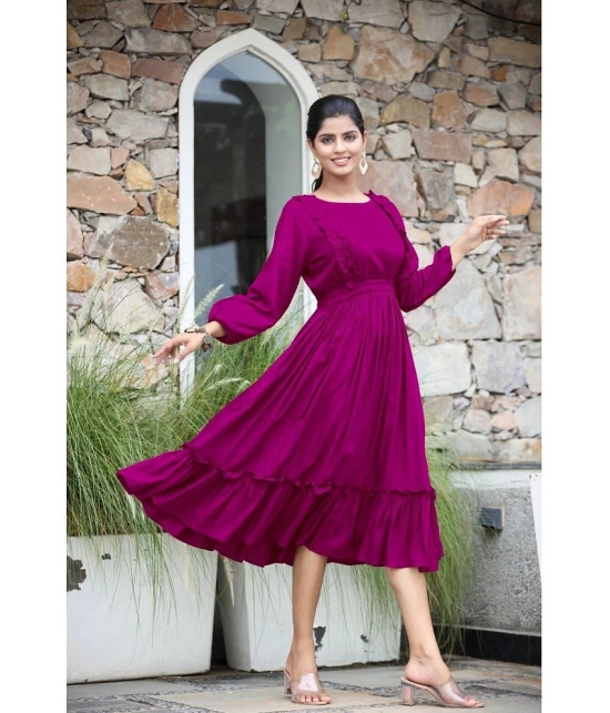 JASH CREATION Polyester solid Knee Length Womens Fit & Flare Dress - Purple ( Pack of 1 ) - None