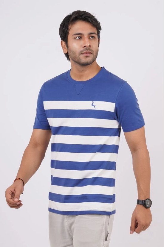 Men's True Navy Striped Crew Neck T-Shirt