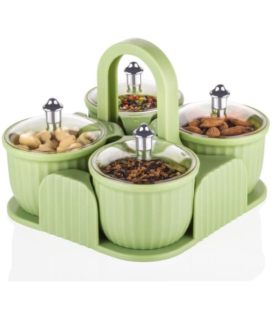 HOMETALES Plastic Green Pickle Container ( Set of 1 ) - Green