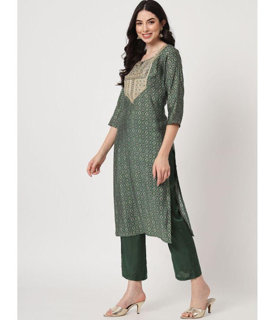 AMIRA'S INDIAN ETHNICWEAR - Green Straight Cotton Women's Stitched Salwar Suit ( Pack of 1 ) - None