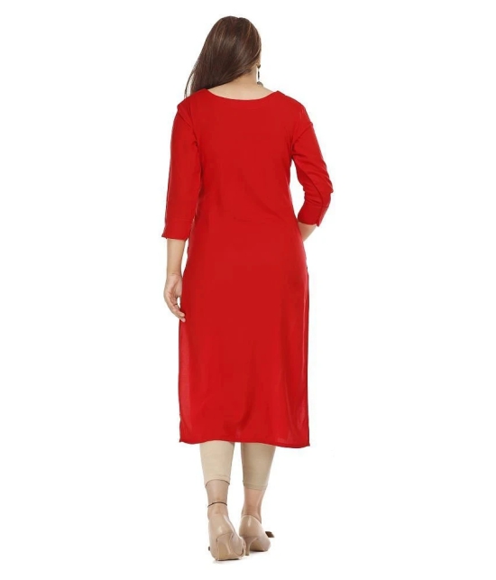 HIGHLIGHT FASHION EXPORT - Red Rayon Womens Straight Kurti - XXL