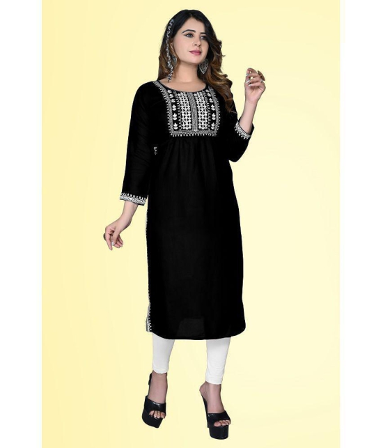 haya fashion - Black Rayon Women's Straight Kurti ( Pack of 1 ) - None