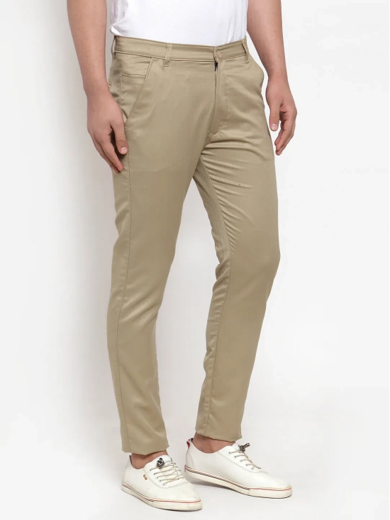 Indian Needle Men Beige Slim Fit Formal Trousers-30 / Beige