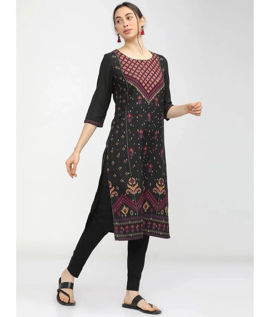 Ketch Polyester Printed Straight Womens Kurti - Black ( Pack of 1 ) - None