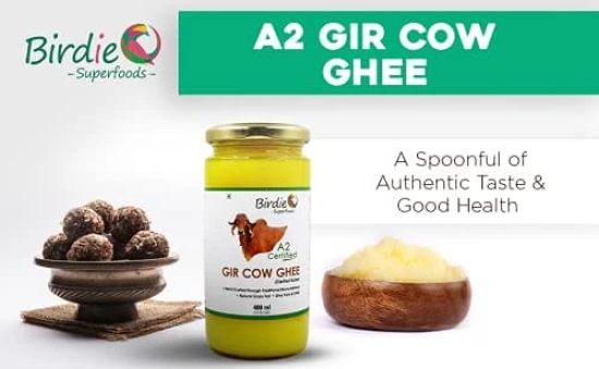 Birdie Superfoods -100% Pure A2 Gir Cow Desi Ghee Through Vedic Bilona Method (Glass Bottle- 250 ml x3 Plus 250 ml Free combo )