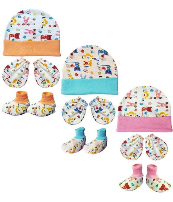 thriftkart - New born Babys Cotton Mitten Set 0-6 Months, Pack of 3 (0-6 Months) - Multicolor