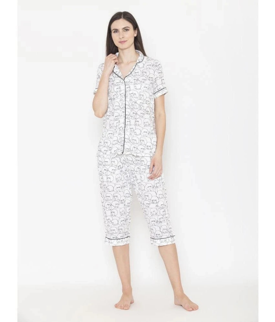 Vami - White Rayon Womens Nightwear Night Capris ( Pack of 1 ) - None