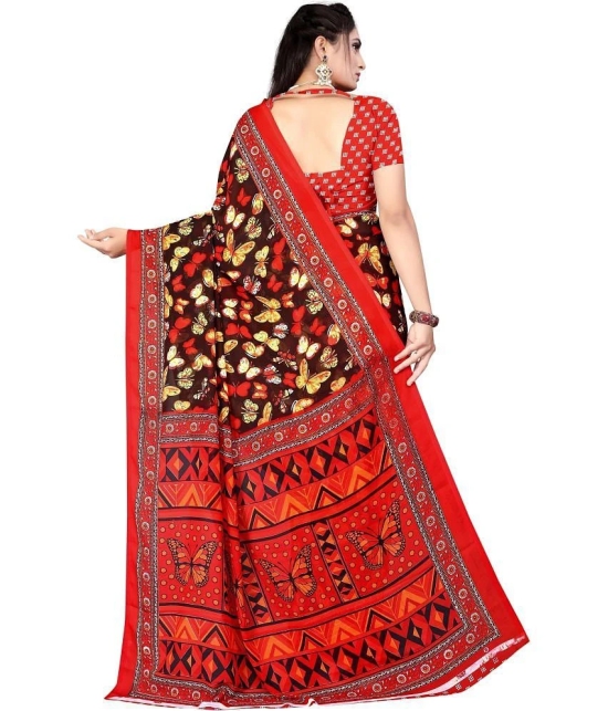 LEELAVATI - Red Crepe Saree With Blouse Piece ( Pack of 1 ) - Red